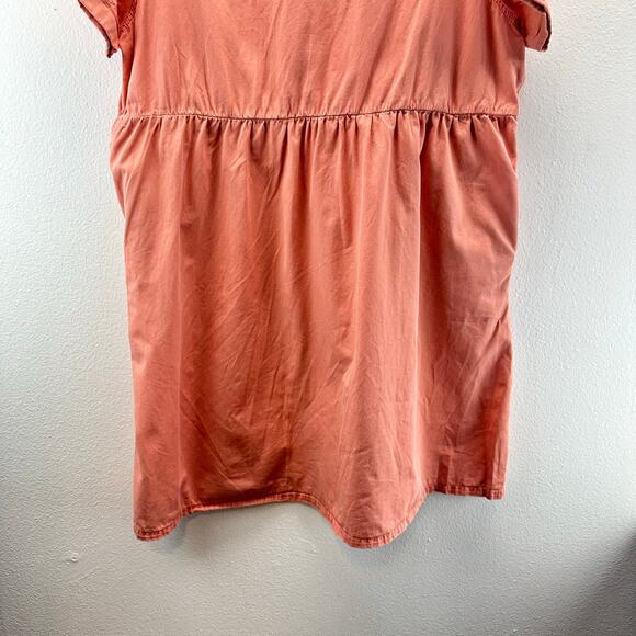 Pact Pink Chambray Button-Front Mini Dress Sz L - Picture 3 of 12